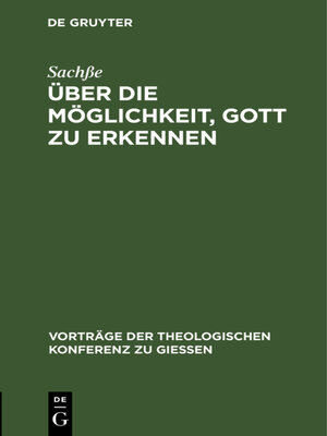 cover image of Über die Möglichkeit, Gott zu erkennen